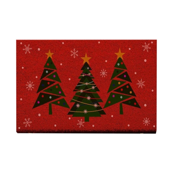 Christmas Welcome Natural Coir Door Mat, Christmas Tree Large Coco Front Door Outdoor Doormat Outside Entrance Porch Non Slip Rubber Rug Winter Xmas Farmhouse Decor