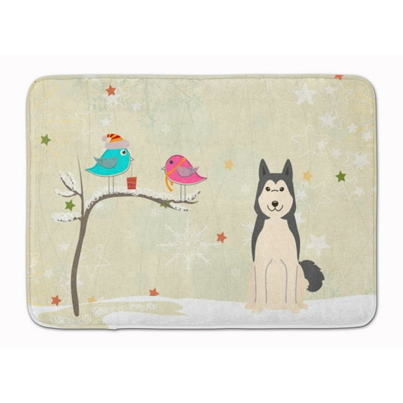 Christmas West Siberian Laika Spitz Machine Washable Memory Foam Mat