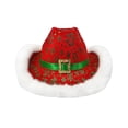 thumbnail image 1 of Christmas Western Cowboy Hat With Festive Pattern Design For Stage Party Casual Wear, 1 of 6