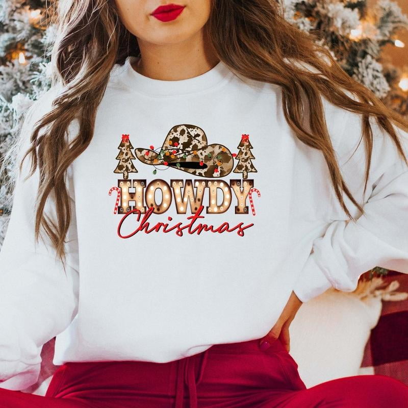 Christmas Western Cowboy Christmas Howdy Santa Sweat Christmas Cowboy
