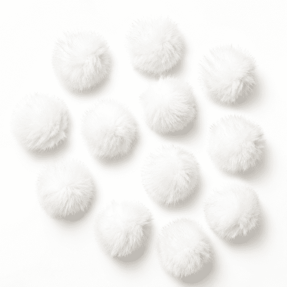 Christmas White Faux Fur Pom Pom Balls
