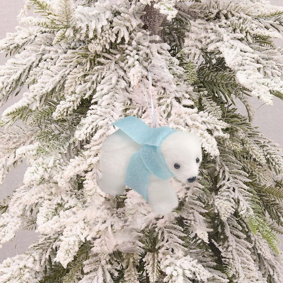 Christmas White Foam Scarf Bear Pendant Christmas Tree Decoration Pendant Scene Layout Mini Cute Plush White Bear Christmas Tree Pendant Home Decoration