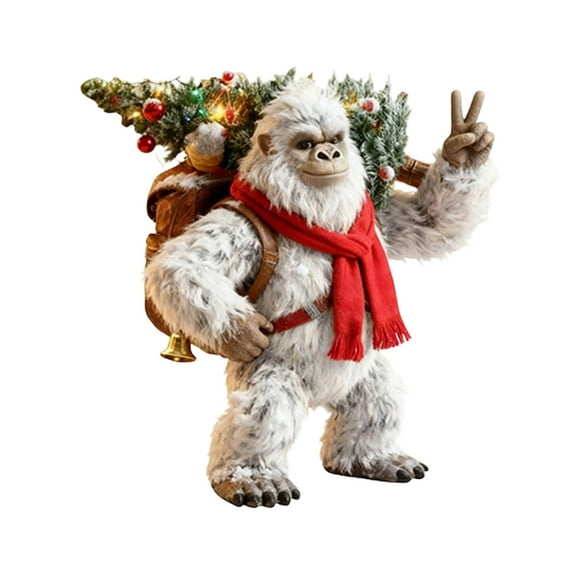 Christmas White Gorilla Pendant, Christmas Decoration, Christmas Tree Pendant 2D Flat Printed Acrylic Small Pendant(E)