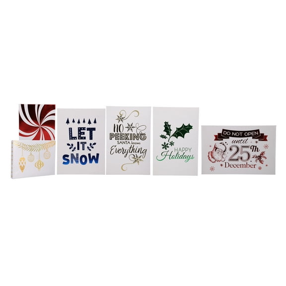 Christmas White Kraft Assorted Sized Gift Boxes with Foil Stamp (Pack of 6)