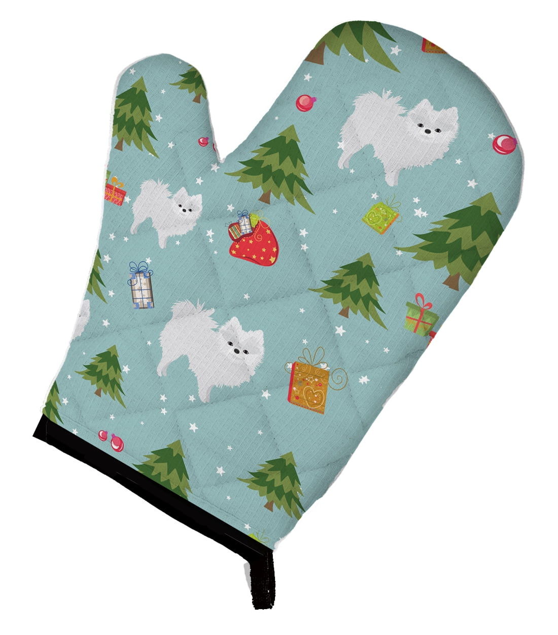 Christmas White Pomeranian Oven Mitt