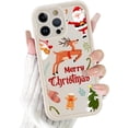 thumbnail image 1 of Christmas White Print Phone Case for iPhone 12 6.1", with Aesthetics Pattern Design Soft TPU Silicone Xmas Cases, Shockproof Bumper Protector Camera Girls Women Cover, Deer, 1 of 5