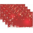 thumbnail image 1 of Christmas White Snowflake On Red Background Placemats Set of 6 Table Mat, Table mats Placemats Heat-resistant Stain Resistant Washable for Kitchen Dining Decoration 12" x 18", 1 of 8