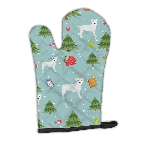 Christmas White Staffordshire Bull Terrier Oven Mitt