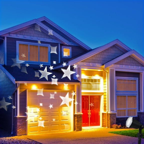Christmas White Starry LED Light Projection for Indoors/Outdoors | Festive Colorful Light Display for Home and Garden (White Starry Light Decor)