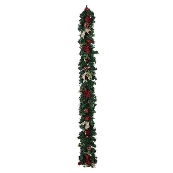 Christmas Wicker Decoration – 4ft Artificial Rattan Garland with Realistic Greenery, Scandinavian-Inspired Wall & Fireplace Décor for Holiday