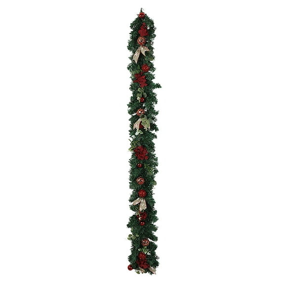 Christmas Wicker Decoration – 5ft Artificial Rattan Garland with Realistic Greenery, Scandinavian-Inspired Wall & Fireplace Décor for Holiday
