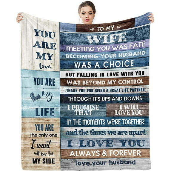 Christmas Wife Gifts Anniversary Romantic Gifts for Her Wife Birthday Gift Ideas from Husband Mothers Day Wedding Presents for Women to My Wife Healing Thoughts Throws Blanket 60 inch x 50 inch