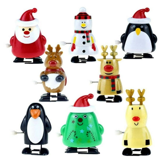 Christmas Wind Up Toys Bulk Set 8 Pack Santa Reindeer Snowman Penguin Stocking Stuffers Party Favors Classroom Prizes Holiday Gift Fillers