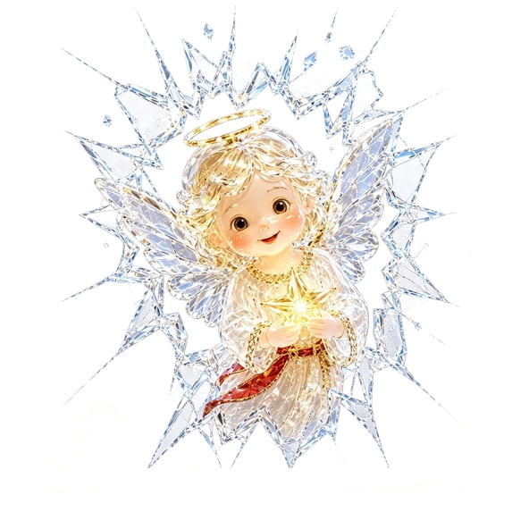 Christmas Window Cling 3D Visual, 20 Inch Crystal Angel Decal with Star ...