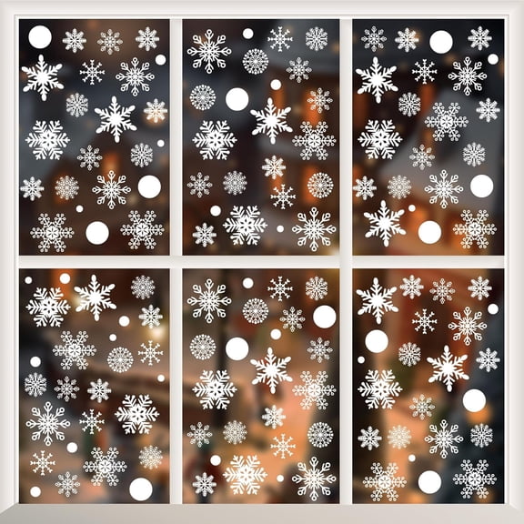 Christmas Window Clings, 155PCS Snowflake Window Stickers for Glass Window, Christmas Decorations - Double-Sided Winter Holiday Window Decals Decor for Home Classroom Party Ornaments