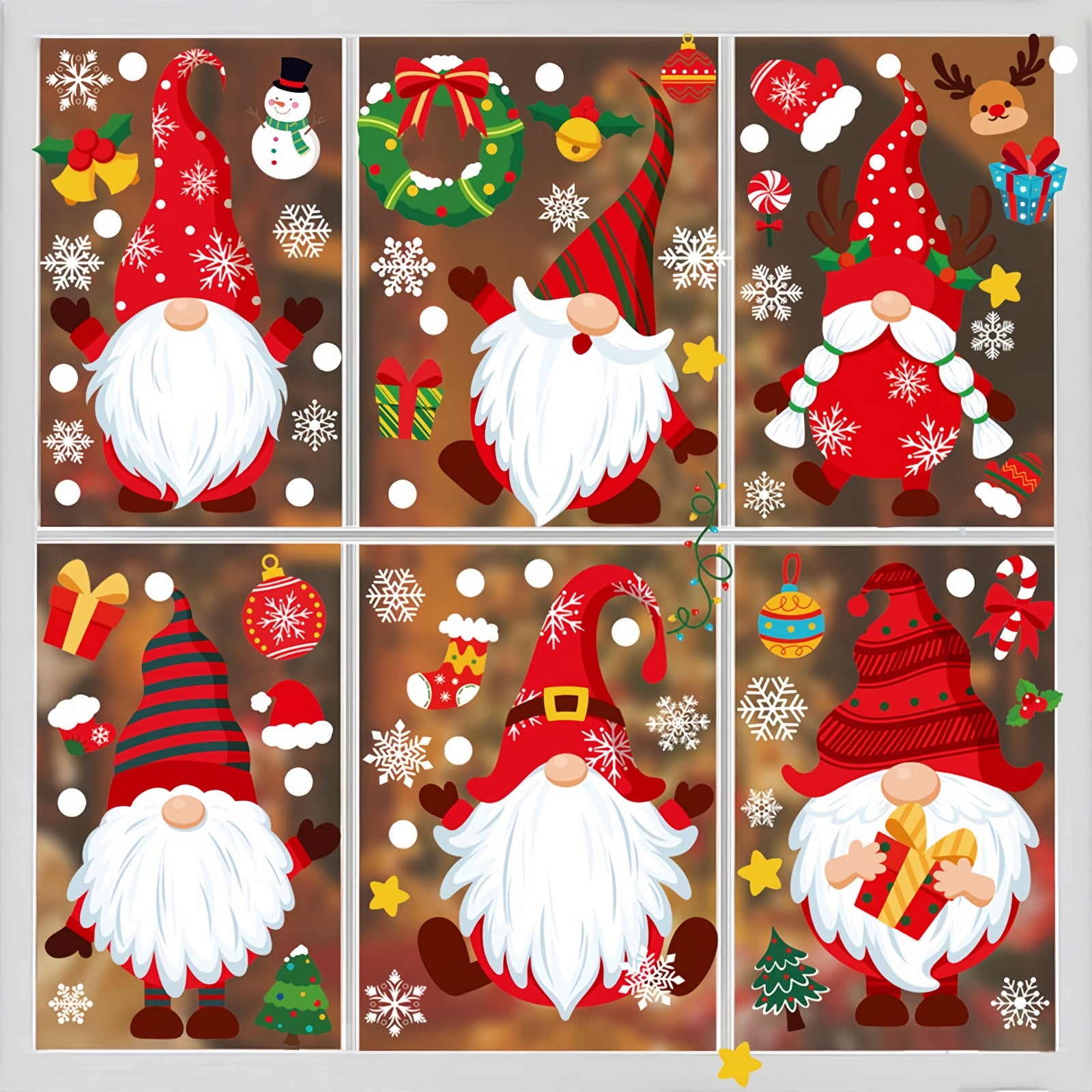 Walmart Christmas Window Clings 9 Sheets, 104pcs Double Sided