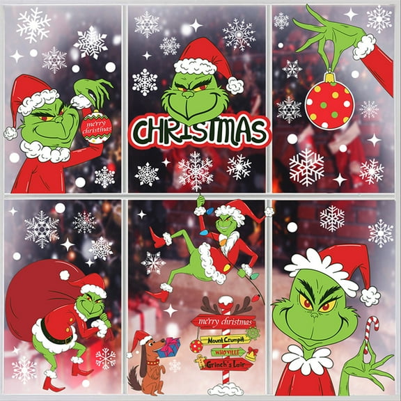 Christmas Window Clings Christmas Grinch Window Clings Decorations Window Sticker Christmas Window Decals Christmas Window Stickers Home School Office Christmas Party Supplies