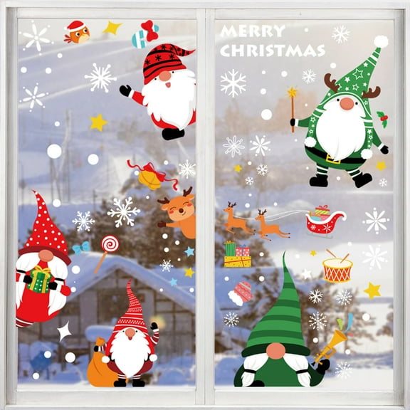 Christmas Window Clings Decoration Window Sticker for Holiday Party Home Decorations  6 Sheets