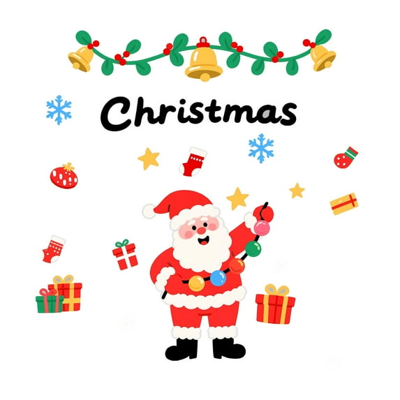 Christmas Window Clings Decorations Cute Santa Claus Snowman Window Sticker for Glass Windows Reusable Double Sided Stickers for Indoor Home Xmas Holiday Winter Party Decor