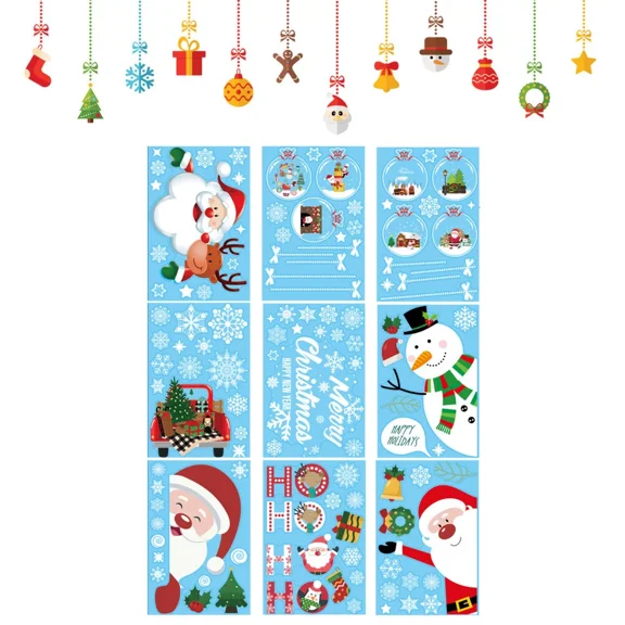 Christmas Window Clings Decorations For Glass Windows Winter Stickers Snowflakes