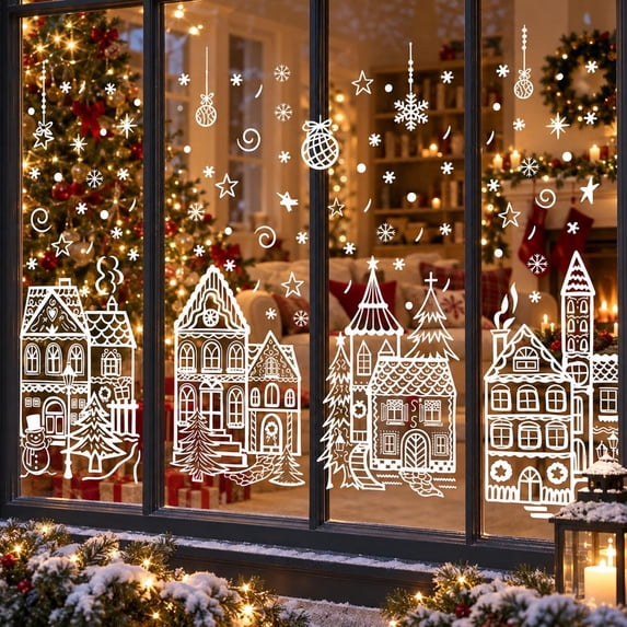 Christmas Window Clings, Double Sided Mirror Decals, for Glass Windows ...