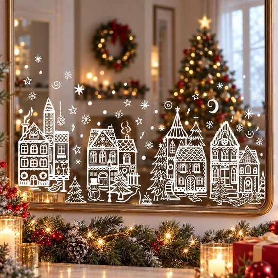 Christmas Window Clings, Double Sided Mirror Decals, for Glass Windows ...