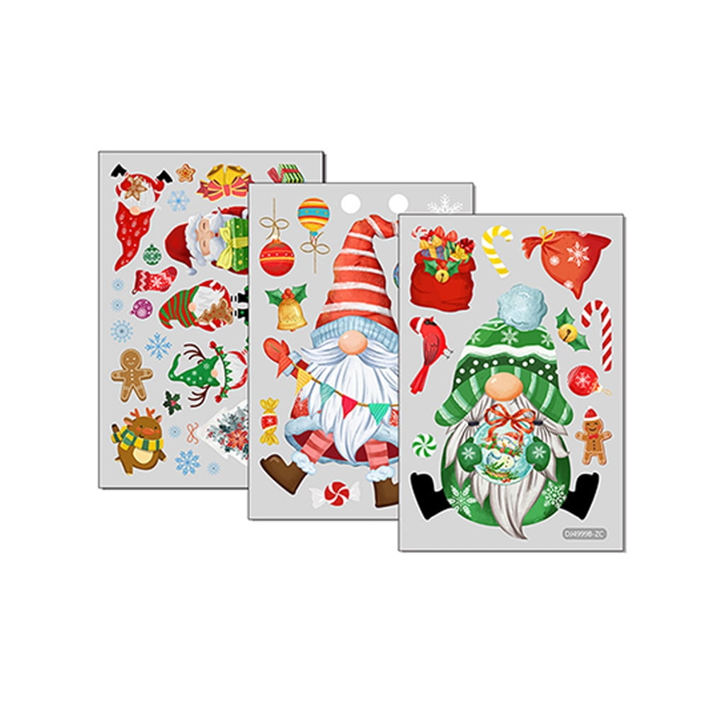 Christmas Window Clings Glass Door Sticker Gnomes Dwarf Faceless ...