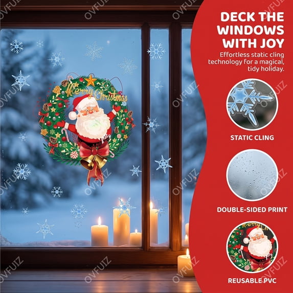 Christmas Window Clings Removable Decals for Glass Windows Holiday Decor by OVFUIZ
