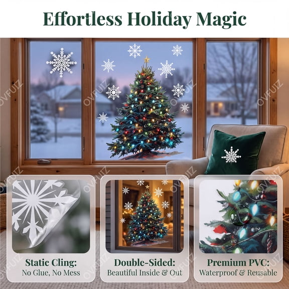 Christmas Window Clings Removable Decals for Glass Windows Holiday Decor by OVFUIZ