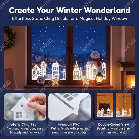 Christmas Window Clings Removable Decals for Glass Windows Holiday Decor by OVFUIZ