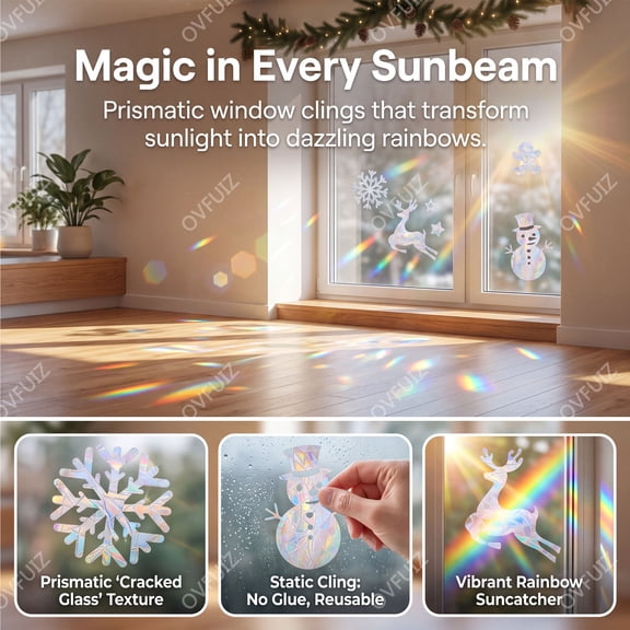 Christmas Window Clings Removable Decals for Glass Windows Holiday Decor by OVFUIZ