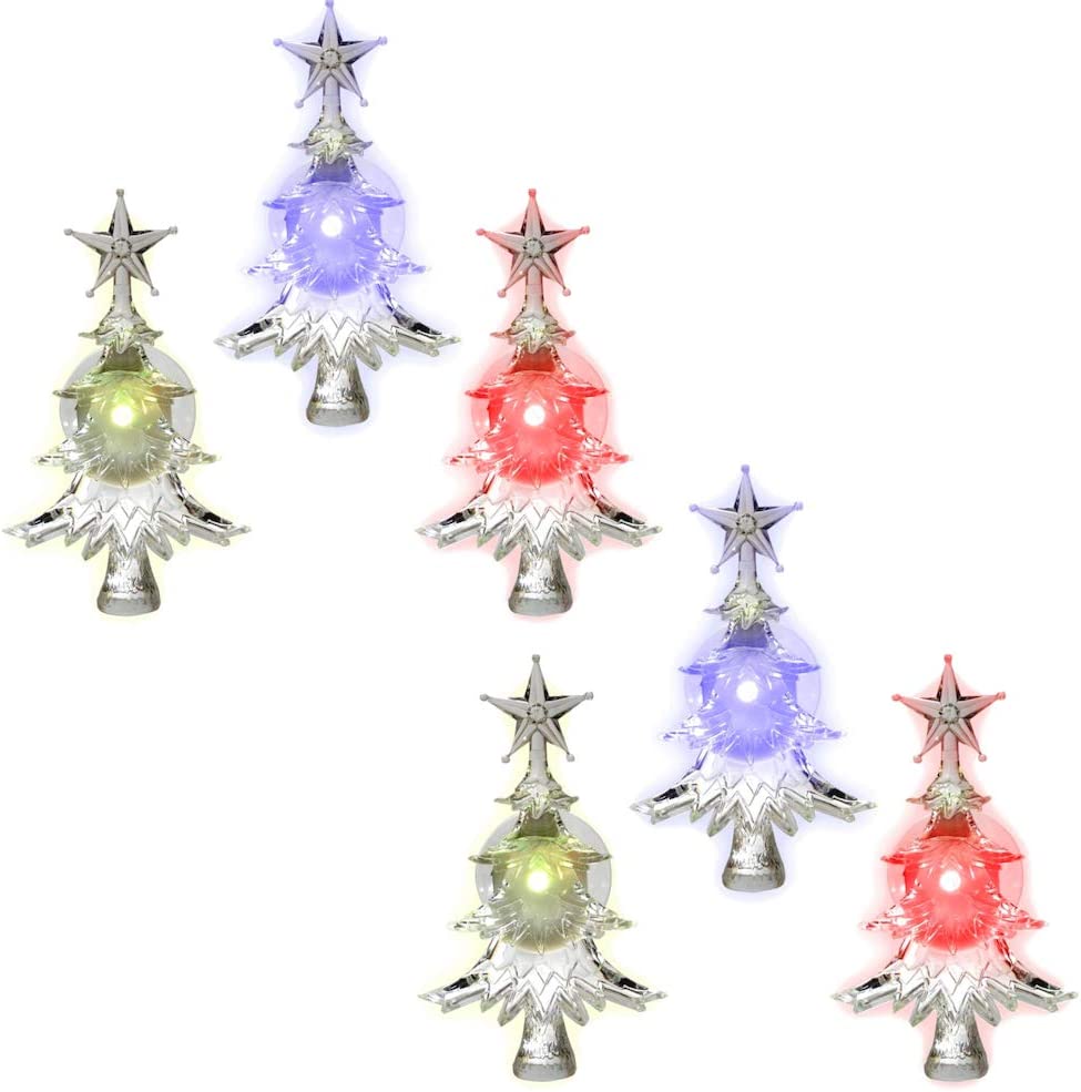 Christmas Window Clings Set of 6 Suction Cup Xmas Trees Color