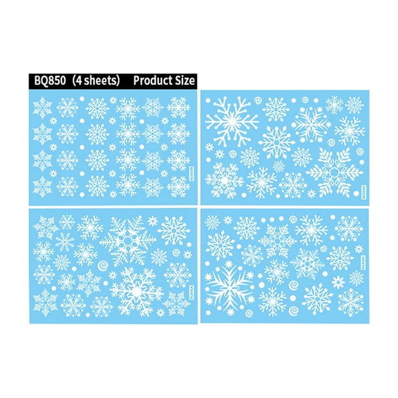 Christmas Window Clings Set with 4 Sheets Snowflake Glass Stickers Reusable Static Window Decals for Home Office Shop
