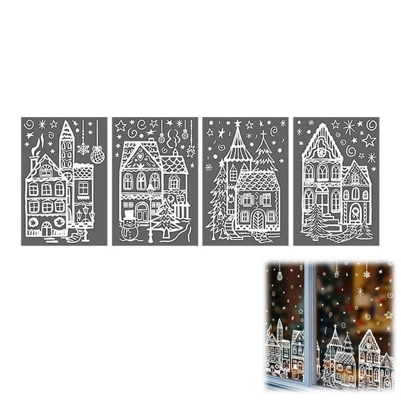 Christmas Window Clings, Snowflake Window Cling Stickers for Christmas Decorations, Xmas Village House Snowflake Decal Stickers for Winter Holiday Home Indoor Decor Supplies