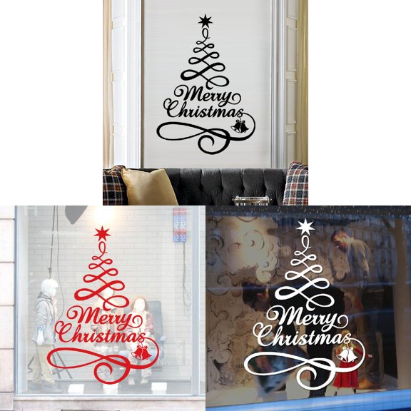 Christmas Window Clings Stickers Christmas Wall Decals Winter Merry Christmas Tree Window Decals for Xmas Party Home Holiday Shop Glass Display Decoration