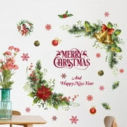 Christmas Window Clings Stickers Merry Christmas Pine Branches Window Decals for Xmas Party Home Holiday Shop Glass Display Decoration