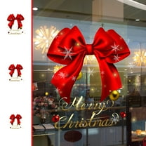 Christmas Window Clings Stickers, Xmas Bow Cling Double Side Window Decals Sticker DIY Christmas Decor for Glass Wall Window Door, 11.8x12.2 Inch