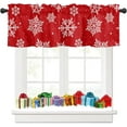 thumbnail image 1 of Christmas Window Curtain Valance for Kitchen Bedroom, Snowflakes Printed Red Short Curtain Valance Christmas Decoration Rod Pocket for Bathroom Living Room,54" x 18", 1 Panel, 1 of 7
