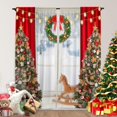 thumbnail image 1 of Christmas Window Curtain Winter Xmas Tree Print Curtains for Living Room Glitter Bokhen Light String Curtains Holiday Decor Rod Pocket Darkening Drapes for Bedroom 84 in x 84 in, 1 of 6