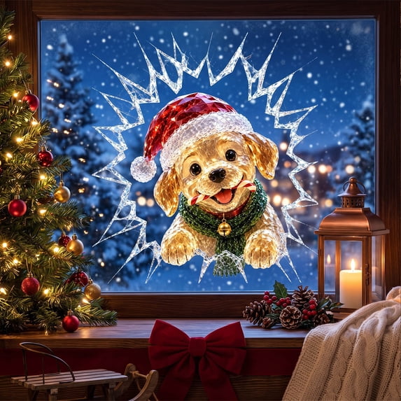 Christmas Window Decal Crystal Santa Claus Holiday Window Cling Peel ...