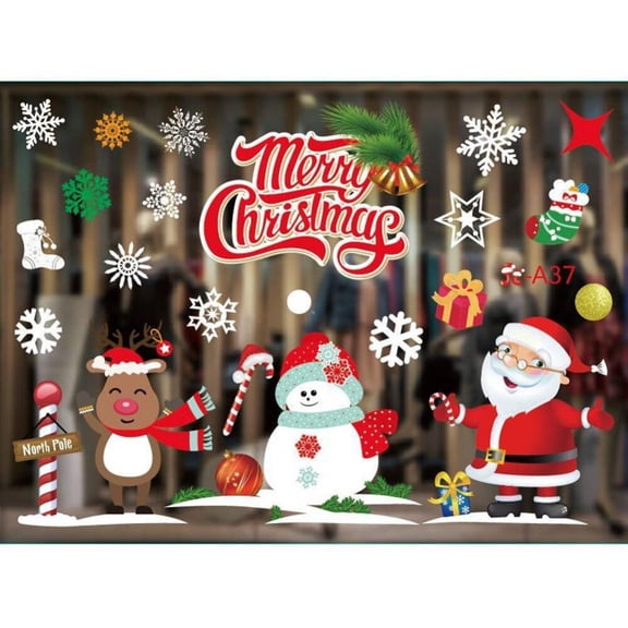 Christmas Window Decals Stikcers, Xmas Snowflake Window Clings,XmasColoration Wall Stickers