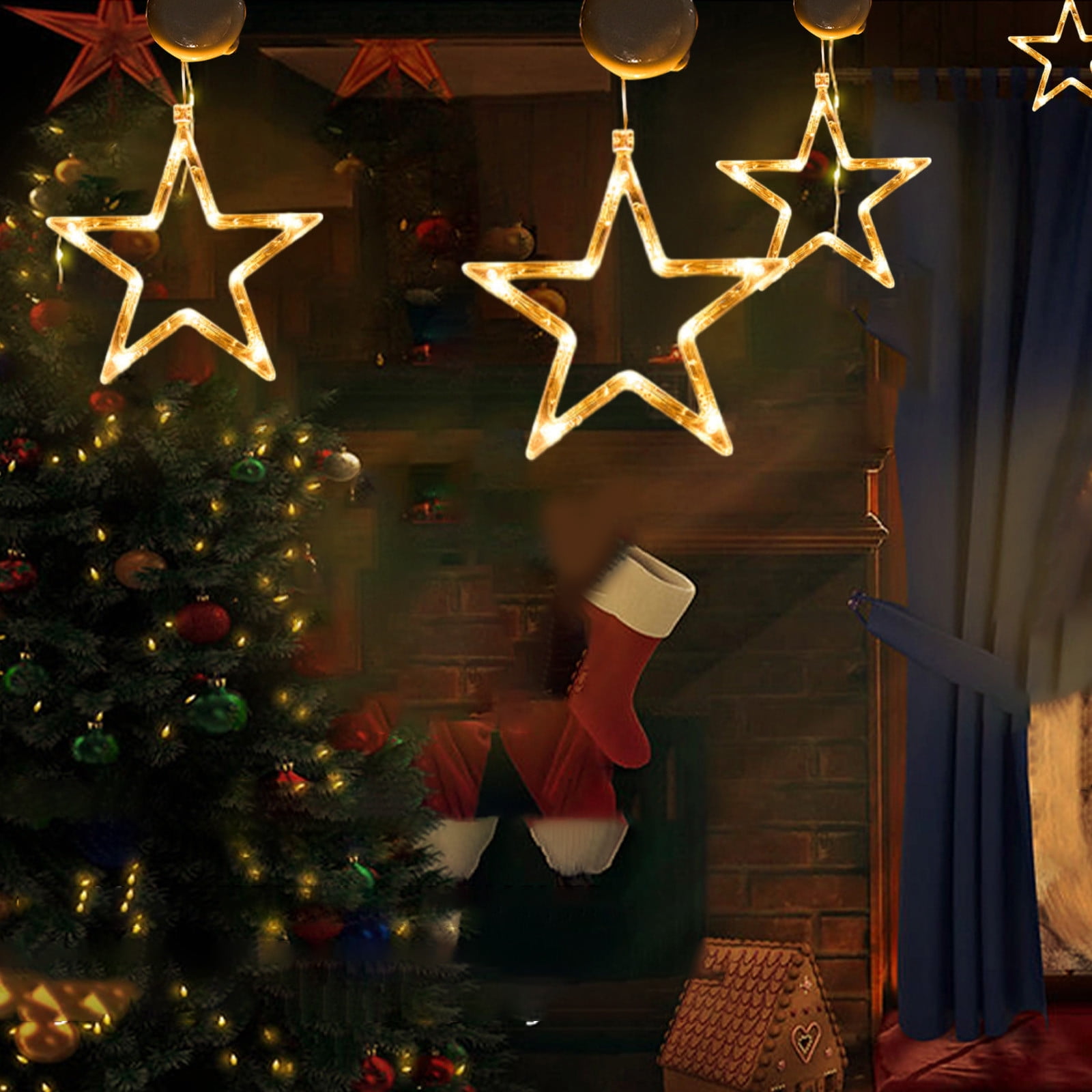 Christmas Window Decoration Lights with LED, Santa & Snowman Designs