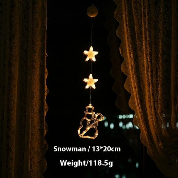 Christmas Window Decorations,4PCS Christmas Window Lights Battery Powered Star&Jingle Bell Hanging Christmas Lights with Suction Cup Hook,Timer for New Year,Home,PartyWarm White