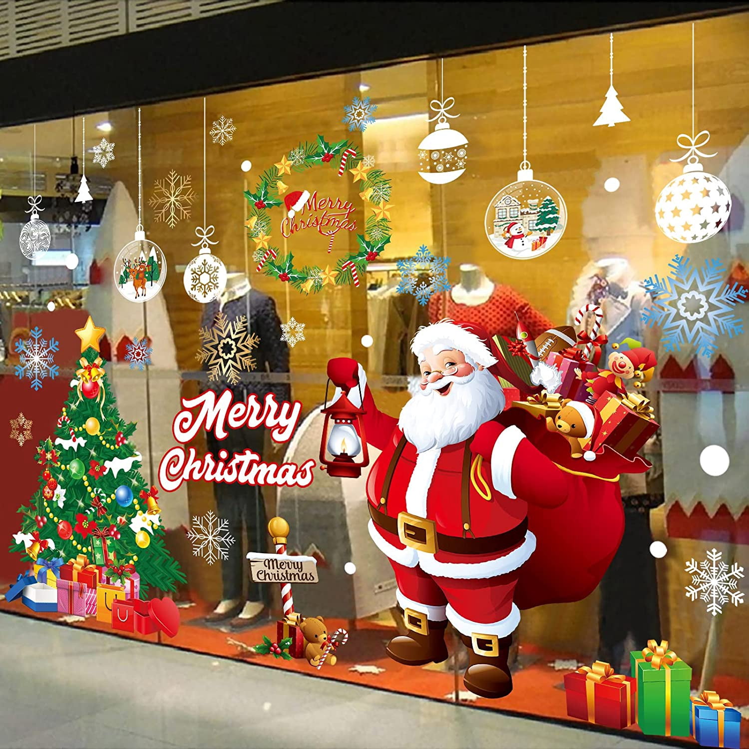 Christmas Window Decorations Cute Large Santa Christmas Window Clings