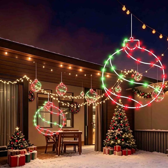 Christmas Window Light, Iron Art Ball Shaped Festive String Light, Battery-powered Xmas Ambient Lamp, Waterproof Decorative Window Light for Indoor Window, Wall, Porch Christmas Holiday Lighting