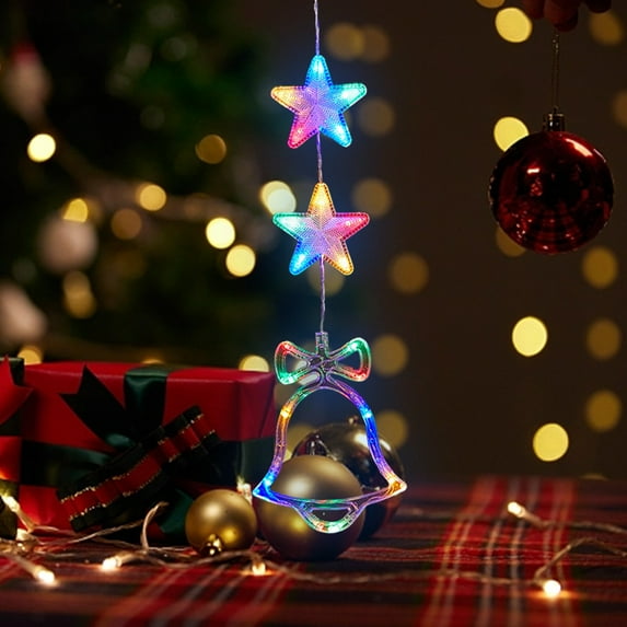 Christmas Window Lights, Battery Operated LED Lights, White PVC Suction Cup Christmas Decorations for Windows, Doors, and Porches, Easy Installation and Reusable Holiday Ornament