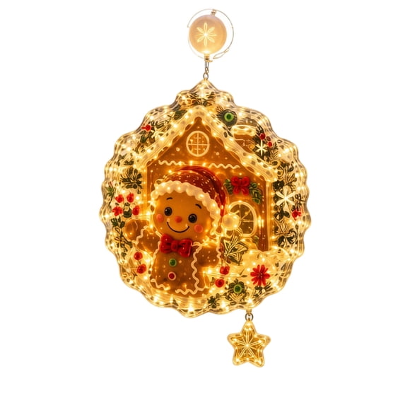 Christmas Window Lights, Battery Operated Lights with Suction Cup Decor & Warm Glow Ornament for Holiday Scenes