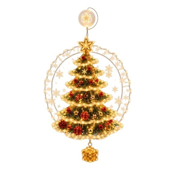 Christmas Window Lights, Battery Operated Lights with Suction Cup Decor & Warm Glow Ornament for Holiday Scenes