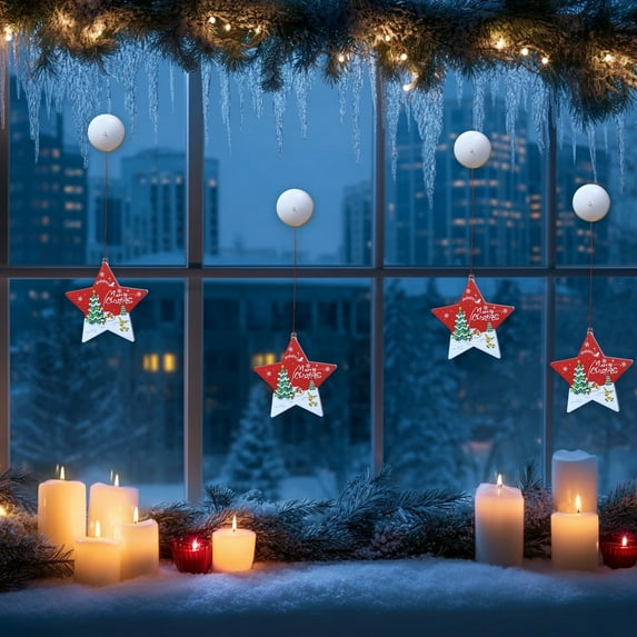 Christmas Window Lights - Battery Operated Suction Cup String Lights for Holiday Decor, Party, Gift (34cm Multicolor)