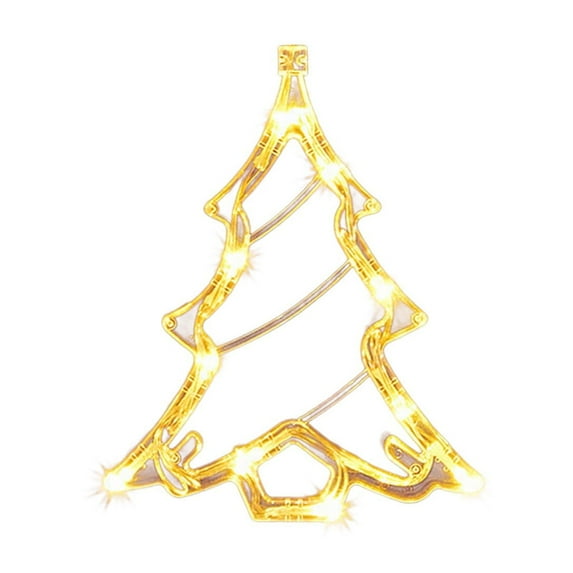 Christmas Window Lights, Christmas Decoration Lights Star & Christmas Tree & Snowflake Shapes with Battery Powered, Suction Cup Hook, Timer for Xmas, Home, Party, Warm Light